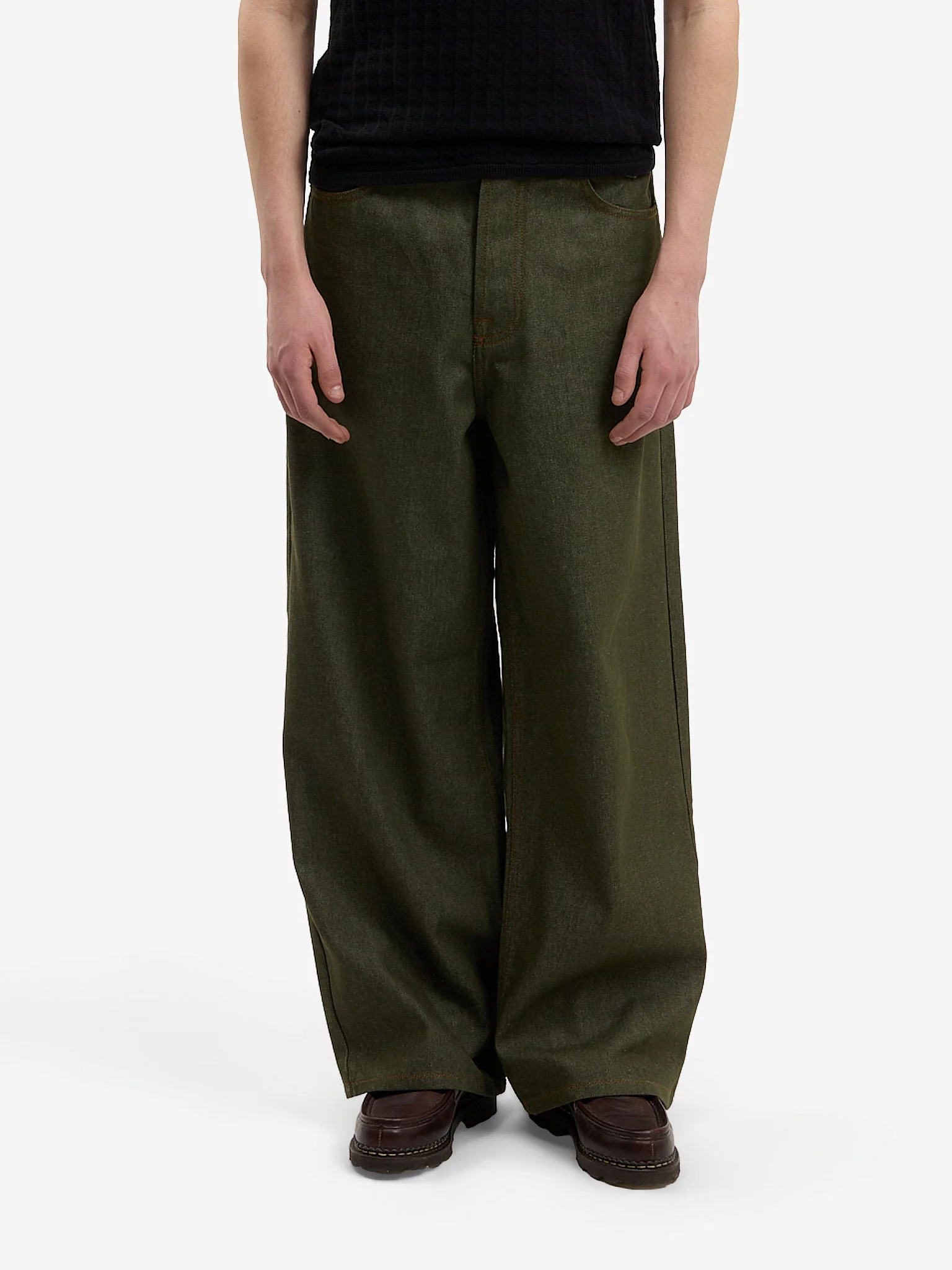 Le pantalon baggy en denim brut vert - Image 4
