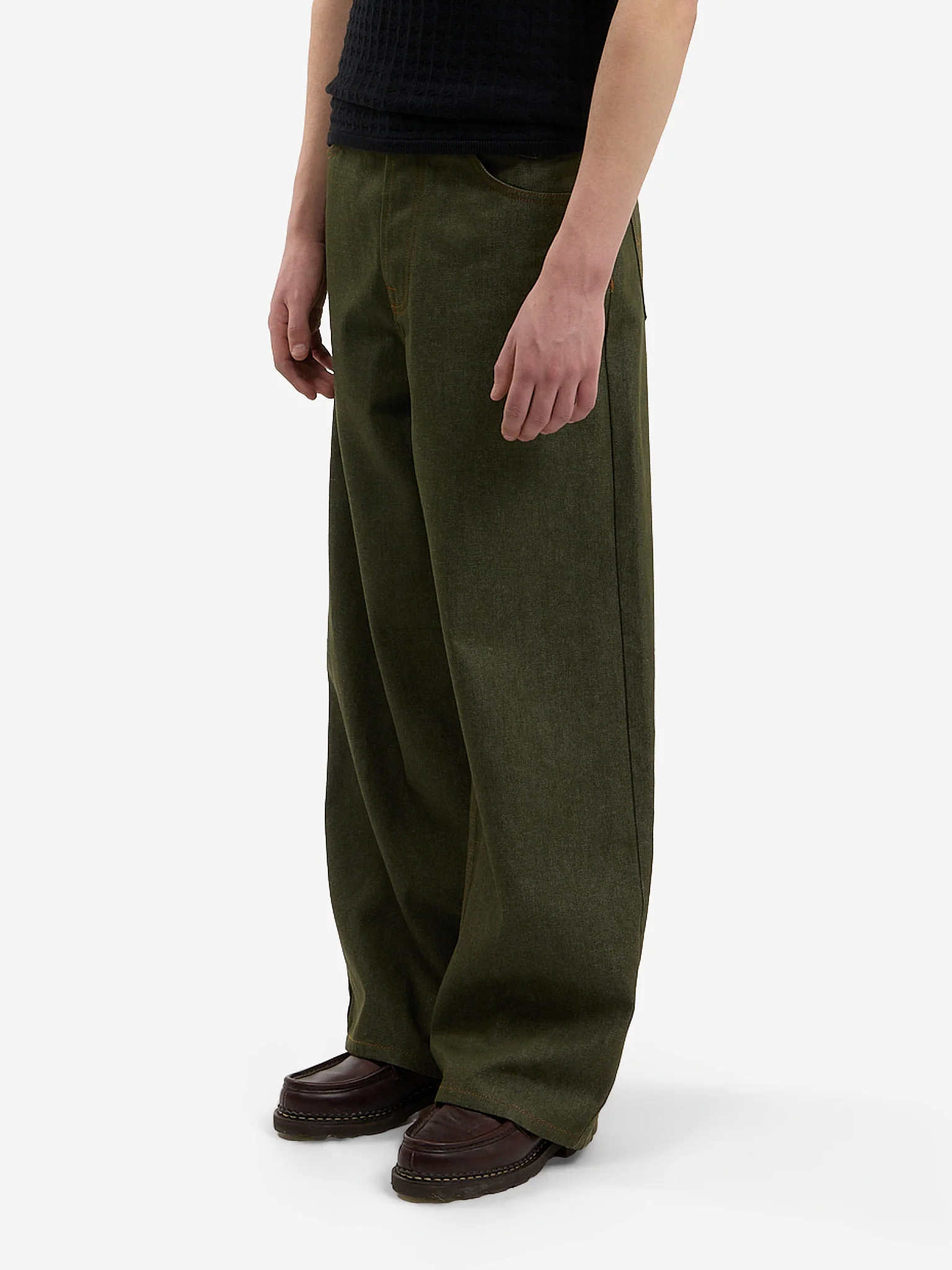 Le pantalon baggy en denim brut vert - Image 5