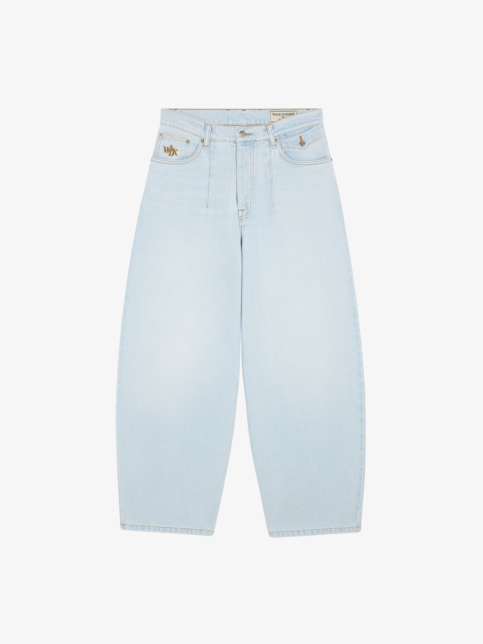 Le pantalon ballon en denim clair délavé