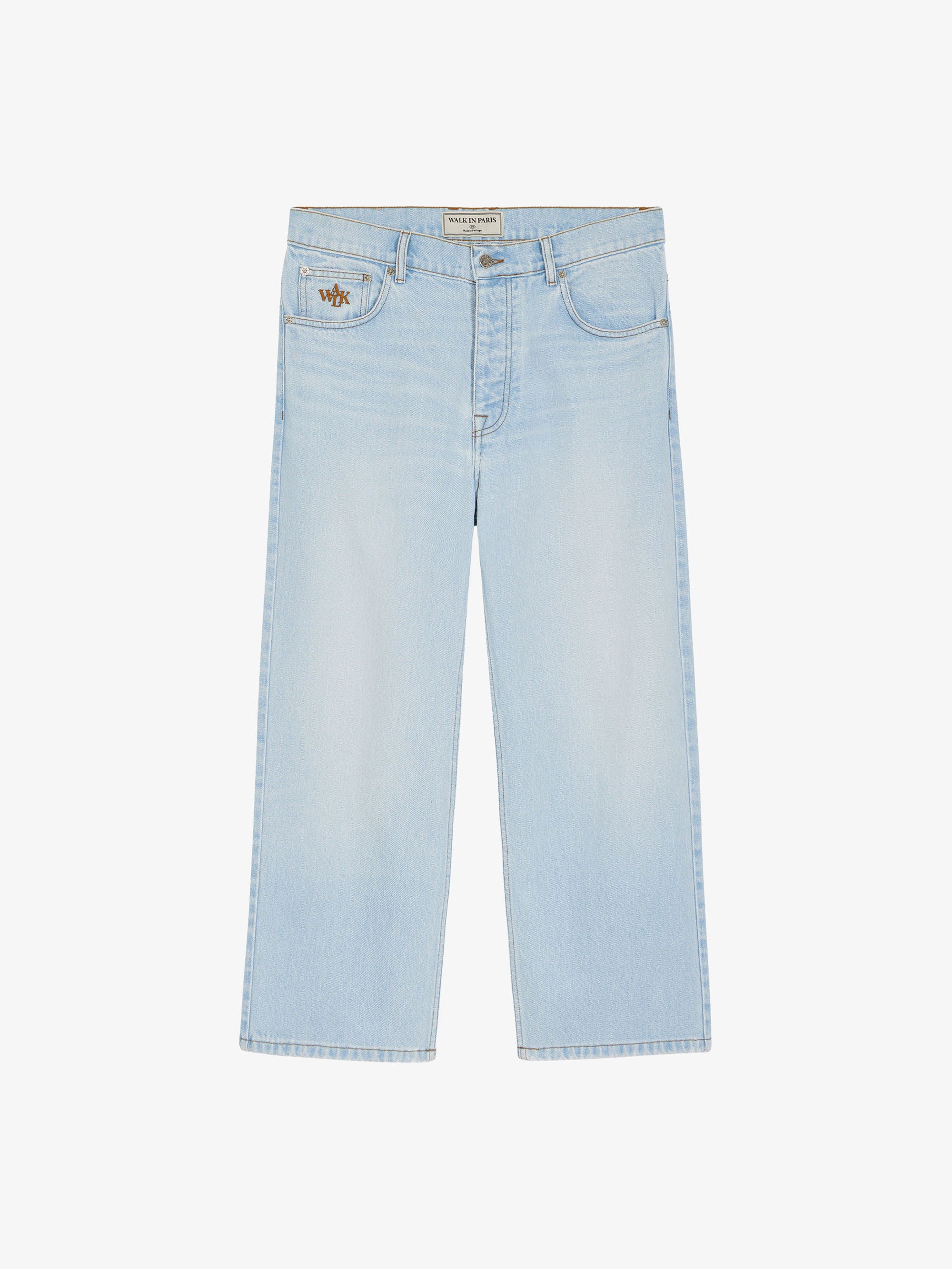 Le pantalon regular en denim clair délavé