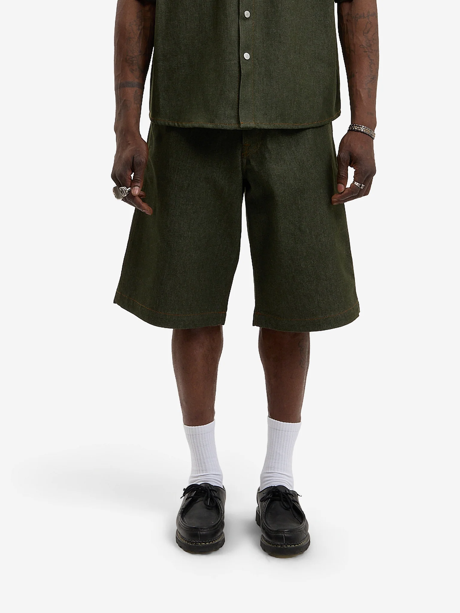 Le short baggy en denim brut vert - Image 3