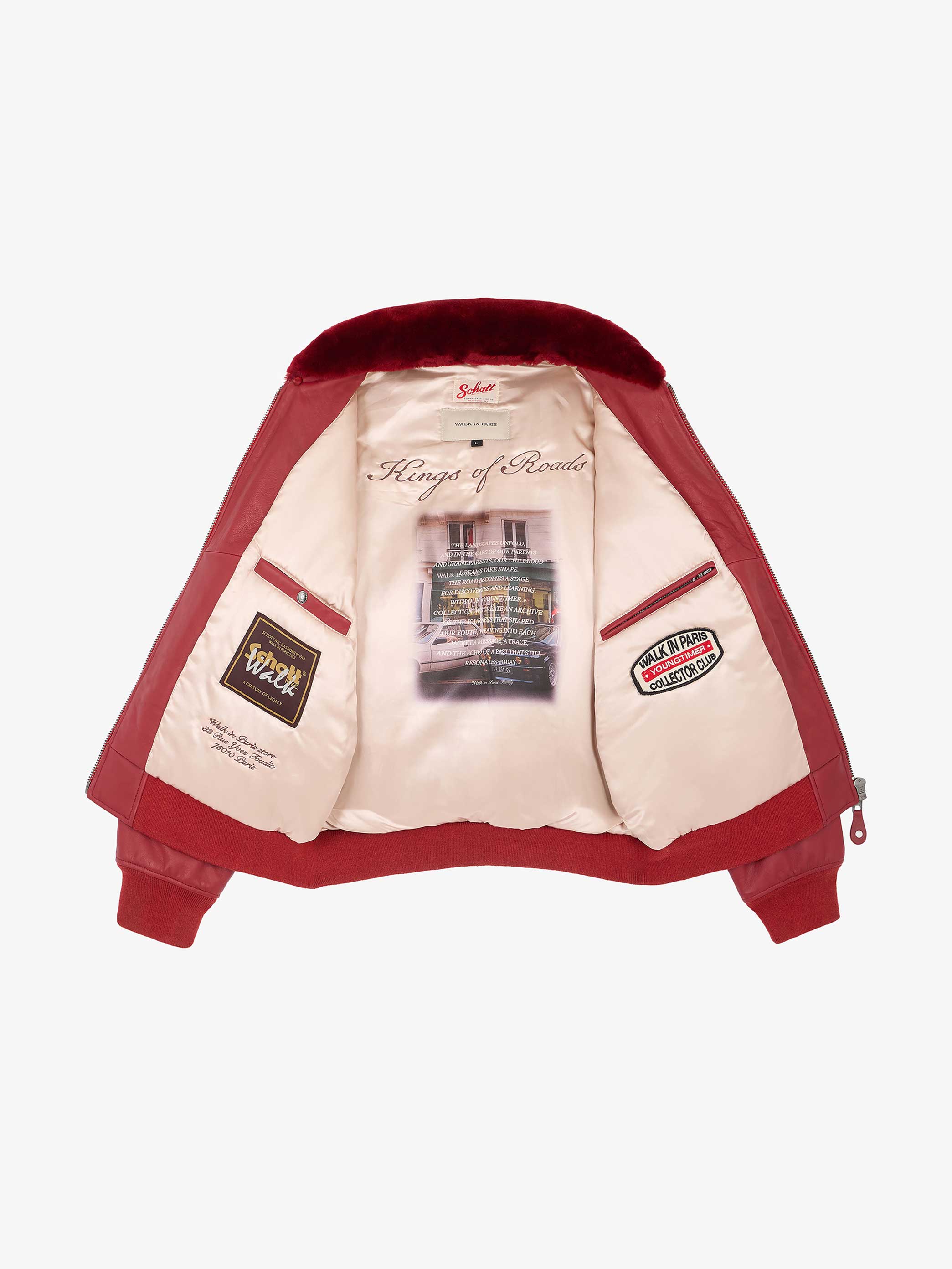 Walk in Paris X Schott NYC ® - La flight jacket rouge - Image 3